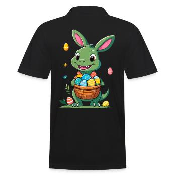 Iconic Easter Dinosaur Dinosaur Easter Bunny - Men's Polo Shirt - black - Back - Kai (181cm)