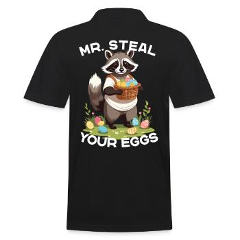Lustiges Waschbären Eier Dieb Ostern Spruch - Männer Poloshirt - Schwarz - Hinten - Kai (181cm)