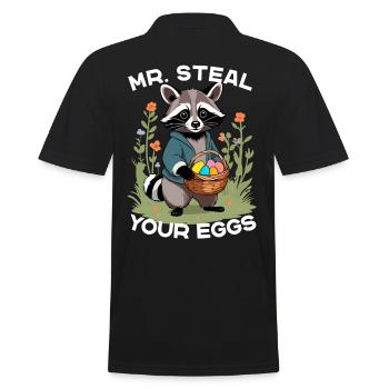 Lustiger Eier Dieb Waschbär Osterhasen Design - Männer Poloshirt - Schwarz - Hinten - Kai (181cm)
