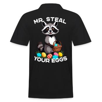 Eier Dieb Lustiges Waschbären Osterdesign - Männer Poloshirt - Schwarz - Hinten - Kai (181cm)