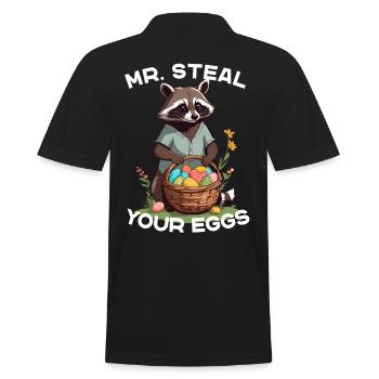 Lustiges Waschbären Eier Dieb Ostern Spruch - Männer Poloshirt - Schwarz - Hinten - Kai (181cm)