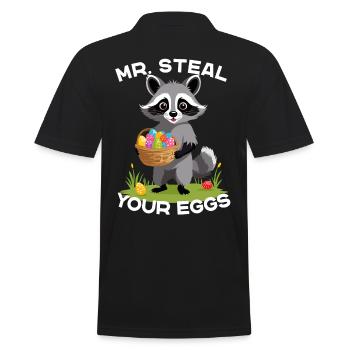 Lustiges Waschbären Eier Dieb Ostern Spruch - Männer Poloshirt - Schwarz - Hinten - Kai (181cm)