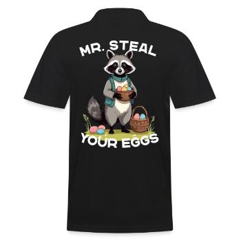 Lustiges Waschbären Eier Dieb Ostern Spruch - Männer Poloshirt - Schwarz - Hinten - Kai (181cm)