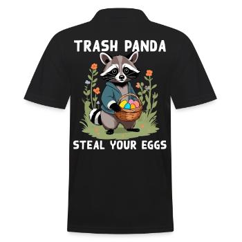Funny raccoon Easter bunny Easter saying - Men's Polo Shirt - black - Back - Kai (181cm)