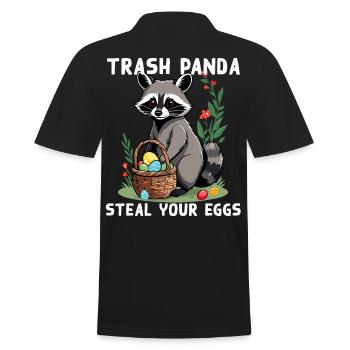Funny Raccoon Saying Easter Bunny Design - Men's Polo Shirt - black - Back - Kai (181cm)