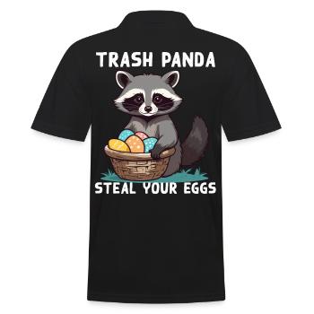 Funny raccoon Easter bunny Easter saying - Men's Polo Shirt - black - Back - Kai (181cm)