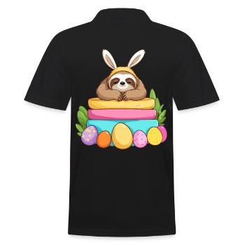 Drôle de paresseux lapin de Pâques emblématique Pâques - Polo Homme - noir - Dos - Kai (181cm)