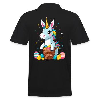 Lustiges Einhorn Osterhase Süßes Ostereinhorn - Männer Poloshirt - Schwarz - Hinten - Kai (181cm)