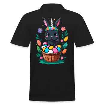 Funny Unicorn Easter Bunny Cute Easter Unicorn - Men's Polo Shirt - black - Back - Kai (181cm)