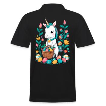 Funny Unicorn Easter Bunny Cute Easter Unicorn - Men's Polo Shirt - black - Back - Kai (181cm)