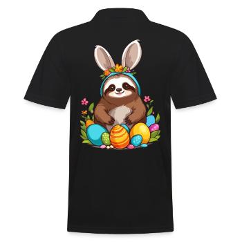 Drôle de paresseux lapin de Pâques emblématique Pâques - Polo Homme - noir - Dos - Kai (181cm)