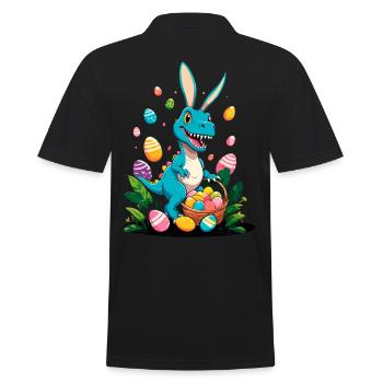 Ikonischer Ostersaurier Dinosaurier Osterhase - Männer Poloshirt - Schwarz - Hinten - Kai (181cm)