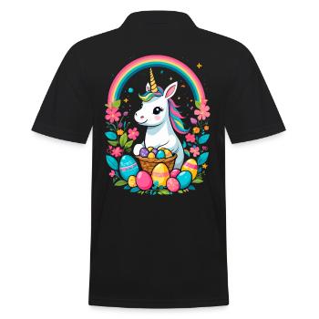 Funny Unicorn Easter Bunny Cute Easter Unicorn - Men's Polo Shirt - black - Back - Kai (181cm)