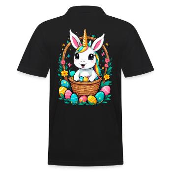 Lustiges Einhorn Osterhase Süßes Ostereinhorn - Männer Poloshirt - Schwarz - Hinten - Kai (181cm)