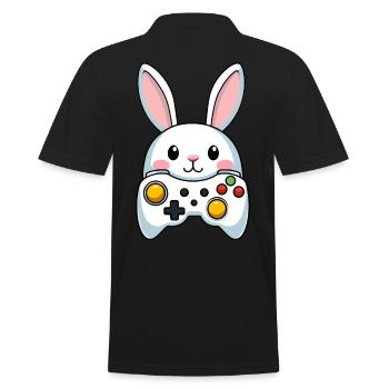 Osterhase Gamer Ikonisches Ostern Gaming - Männer Poloshirt - Schwarz - Hinten - Kai (181cm)