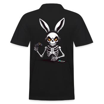 Lapin de Pâques Gamer & Gaming Streetwear Iconique - Polo Homme - noir - Dos - Kai (181cm)