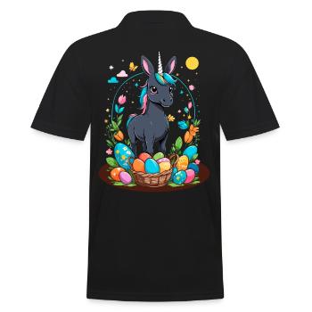 Lustiges Einhorn Osterhase Süßes Ostereinhorn - Männer Poloshirt - Schwarz - Hinten - Kai (181cm)