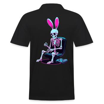 Osterhase Gamer Ikonisches Ostern Gaming - Männer Poloshirt - Schwarz - Hinten - Kai (181cm)