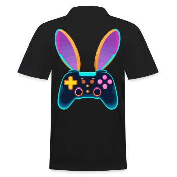 Osterhase Gamer und Gaming Streetwear Osterlook - Männer Poloshirt - Schwarz - Hinten - Kai (181cm)