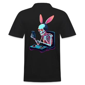 Osterhase Gamer und Gaming Streetwear Design - Männer Poloshirt - Schwarz - Hinten - Kai (181cm)
