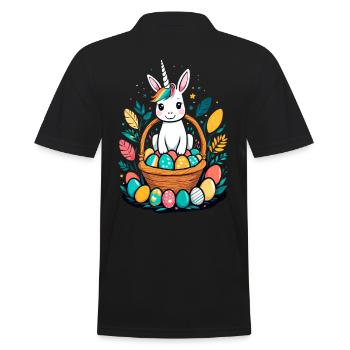Lustiges Einhorn Osterhase Süßes Ostereinhorn - Männer Poloshirt - Schwarz - Hinten - Kai (181cm)