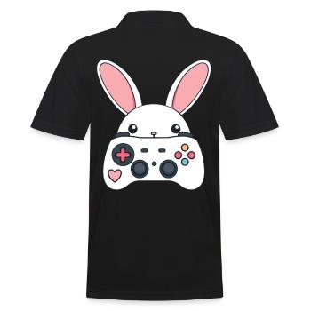 Osterhase Gamer Ikonisches Ostern Gaming - Männer Poloshirt - Schwarz - Hinten - Kai (181cm)