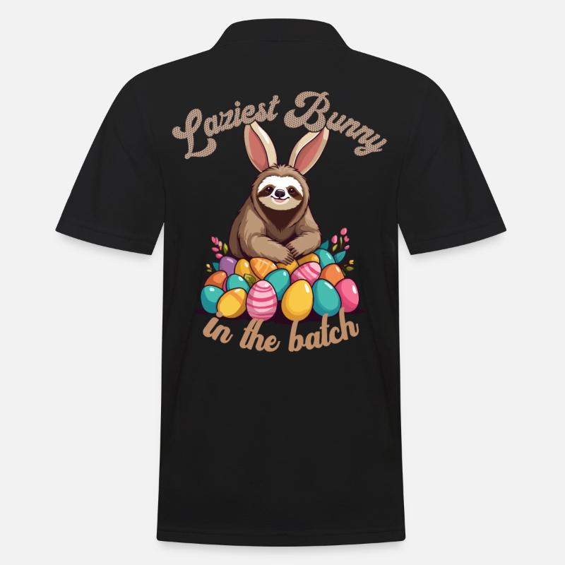 Lustiger Spruch Süßes Osterfaultier Faultier - Männer Poloshirt - Schwarz