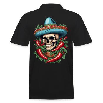 Ästhetische Chili Streetwear Heißer Skull Look - Männer Poloshirt - Schwarz - Hinten - Kai (181cm)