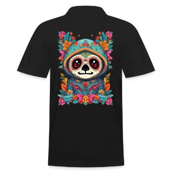Faultier Ikonischer Zuckerschädel Mexiko - Männer Poloshirt - Schwarz - Hinten - Kai (181cm)