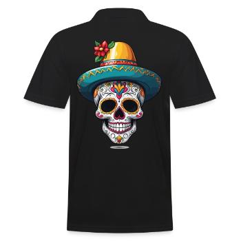Iconique Sugar Skull Mexico Skull Streetwear - Polo Homme - noir - Dos - Kai (181cm)