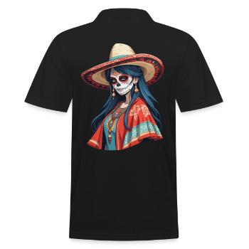 Fille mexicaine emblématique Sugar Skull - Polo Homme - noir - Dos - Kai (181cm)
