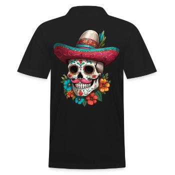 Iconique Sugar Skull Mexico Streetwear - Polo Homme - noir - Dos - Kai (181cm)