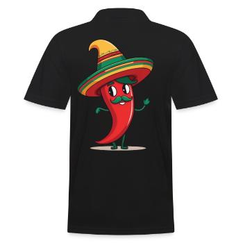 Aesthetic Chilischote Chili Streetwear Hot - Männer Poloshirt - Schwarz - Hinten - Kai (181cm)