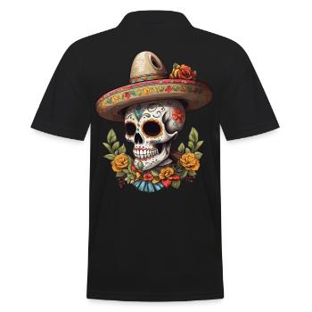 Iconique Sugar Skull Mexico Streetwear - Polo Homme - noir - Dos - Kai (181cm)