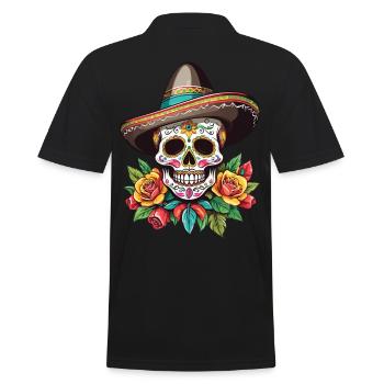 Iconique Sugar Skull Mexico Streetwear - Polo Homme - noir - Dos - Kai (181cm)