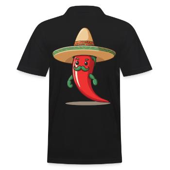 Aesthetic Chilischote Chili Streetwear Hot - Männer Poloshirt - Schwarz - Hinten - Kai (181cm)