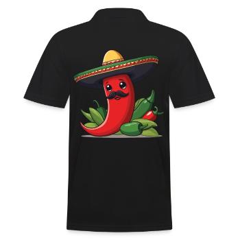 Aesthetic Chilischote Chili Streetwear Hot - Männer Poloshirt - Schwarz - Hinten - Kai (181cm)