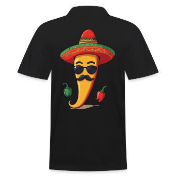 Aesthetic Chili Streetwear Heißer Scoville Stil - Männer Poloshirt - Schwarz - Hinten - Kai (181cm)