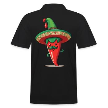 Aesthetic Chilischote Chili Streetwear Hot - Männer Poloshirt - Schwarz - Hinten - Kai (181cm)