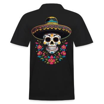 Iconique Sugar Skull Mexico Streetwear - Polo Homme - noir - Dos - Kai (181cm)