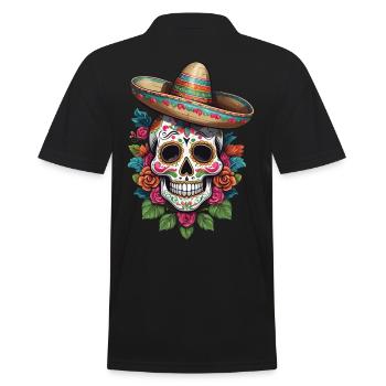 Design streetwear emblématique de Sugar Skull Mexico - Polo Homme - noir - Dos - Kai (181cm)