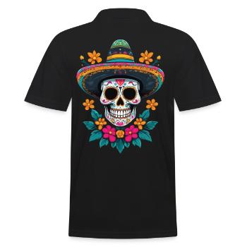 Crâne de sucre emblématique Mexique Dia de Muertos - Polo Homme - noir - Dos - Kai (181cm)