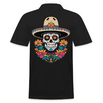 Fête mexicaine emblématique de Sugar Skull - Polo Homme - noir - Dos - Kai (181cm)