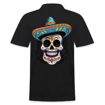 Streetwear mexicain emblématique Sugar Skull - Polo Homme - noir - Dos - Kai (181cm)