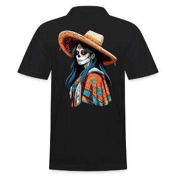 Ikonischer Zuckerschädel Mexiko Streetwear - Männer Poloshirt - Schwarz - Hinten - Kai (181cm)