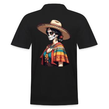 Iconique Sugar Skull Mexico Skull Streetwear - Polo Homme - noir - Dos - Kai (181cm)
