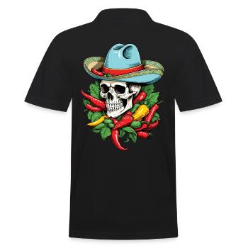Aesthetic Chili Skull Design Mexican Style - Men's Polo Shirt - black - Back - Kai (181cm)