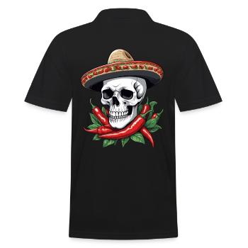 Aesthetic Chili Skull Design Mexican Style - Men's Polo Shirt - black - Back - Kai (181cm)