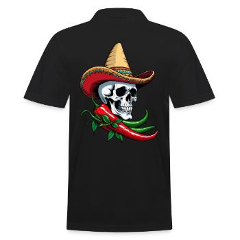 Aesthetic Chili Skull Design Mexikanisch Style - Männer Poloshirt - Schwarz - Hinten - Kai (181cm)