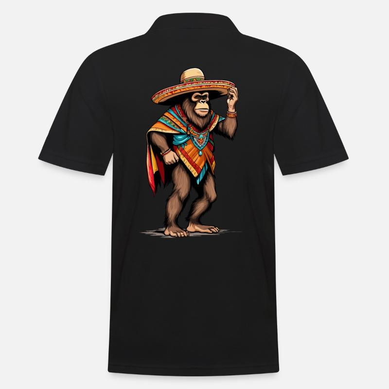 Mexikanischer Bigfoot Sasquatch Sombrero - Männer Poloshirt - Schwarz
